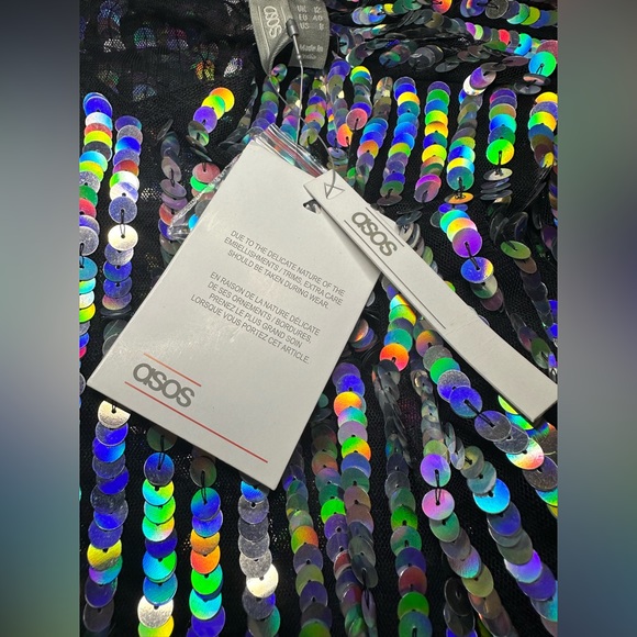 ASOS women’s sequin crop long sleeve stunning sparkle NWT size 8 - Picture 3 of 9